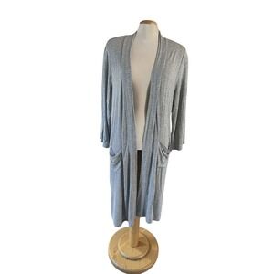 Jason Wu Gray Ribbed Open Front Duster Cardigan Sweater XL WA56541-060-6SC